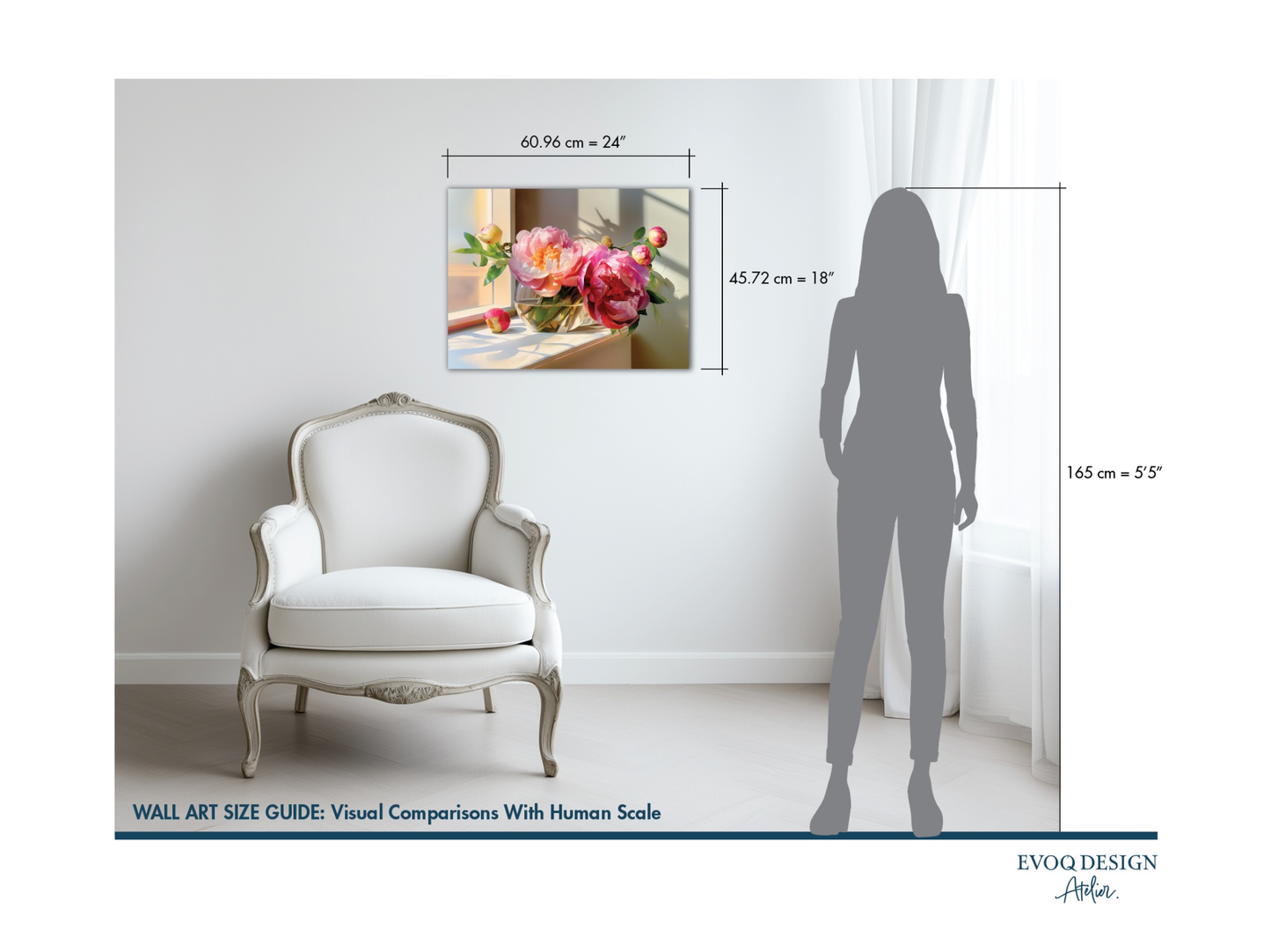 Floral Fantasia print #01 - home decor wall art size guide with size comparison
