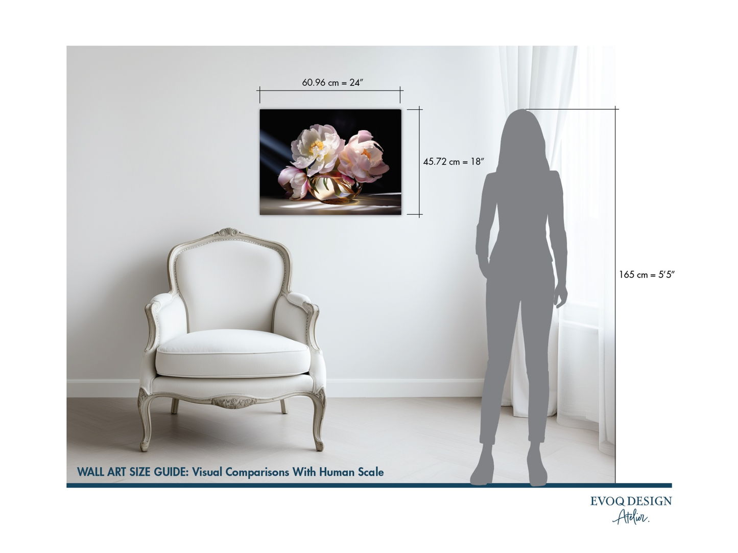 Floral Fantasia Print #05 - Home Decor Wall Art Size Guide with size comparison