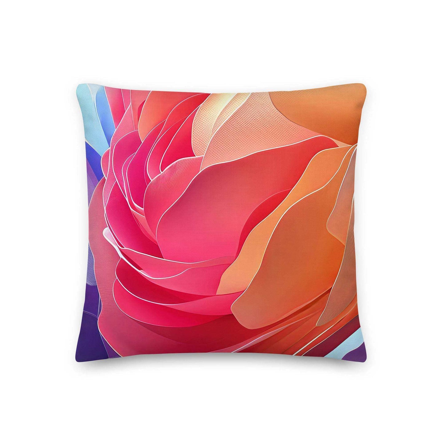 Blossom Minds Pillow #03 - 18in x 18in Back View | Artistic Throw Pillow for Home Decor