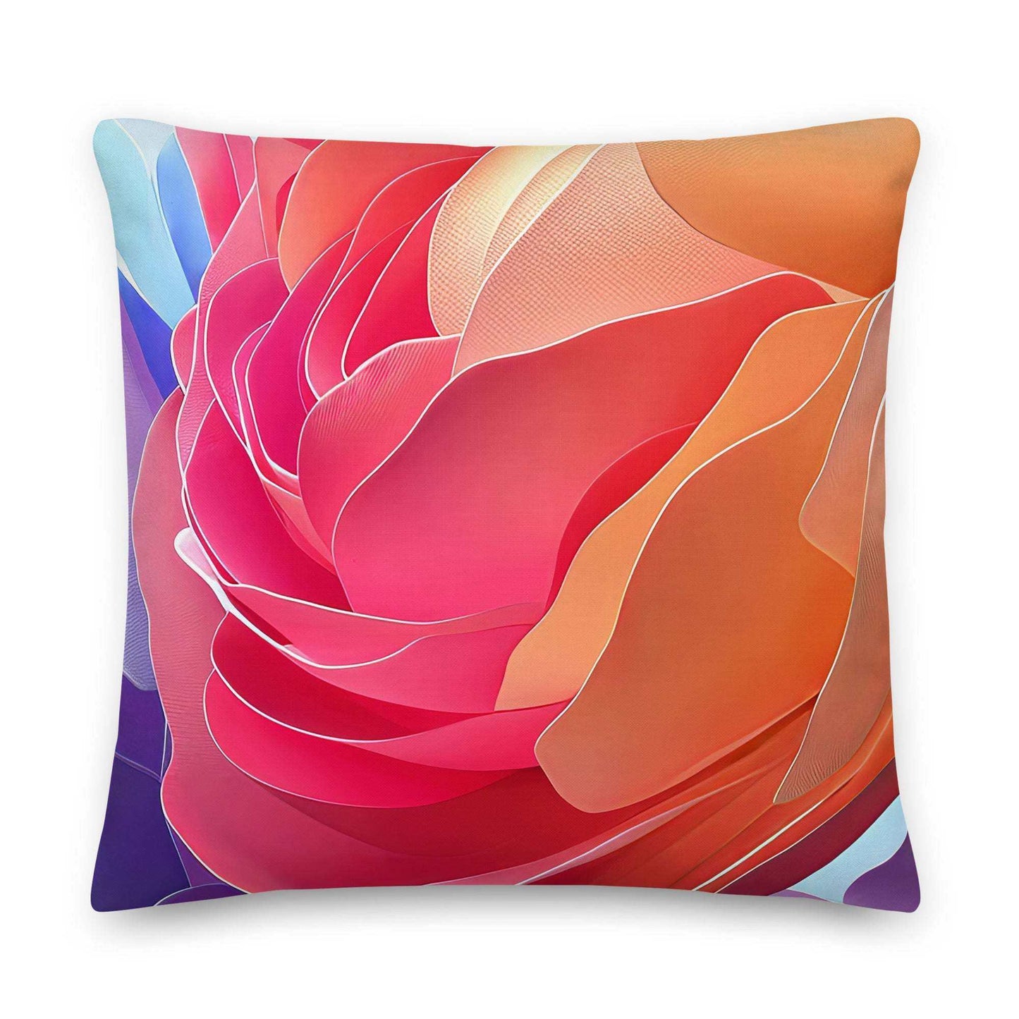 Blossom Minds Pillow #03 - 22in x 22in Back View | Artistic Throw Pillow for Home Decor