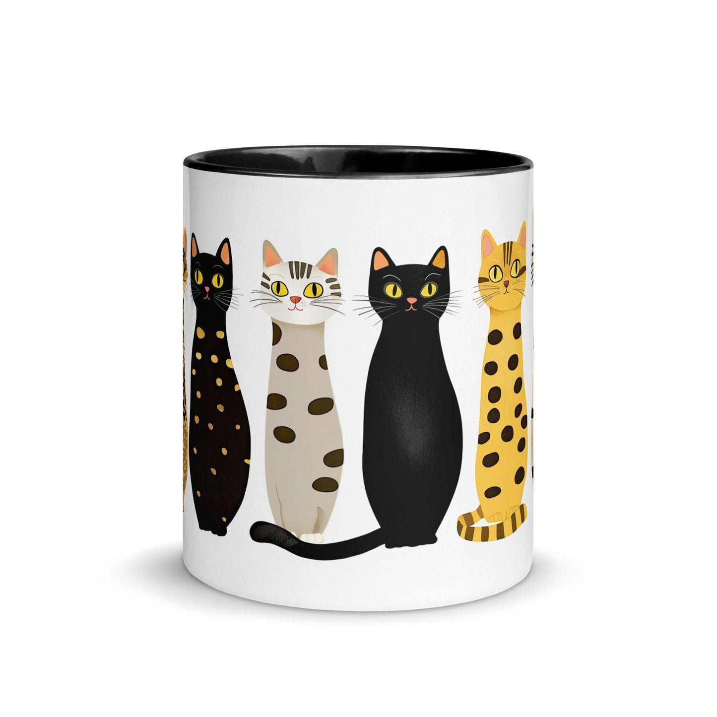 ProduMiddle view of Artful Sips Mug – Cat Lover Collection #1 featuring an adorable cat-themed design.t moRight side view of Artful Sips Mug – Cat Lover Collection #1 highlighting its playful cat artworkckupct mockup