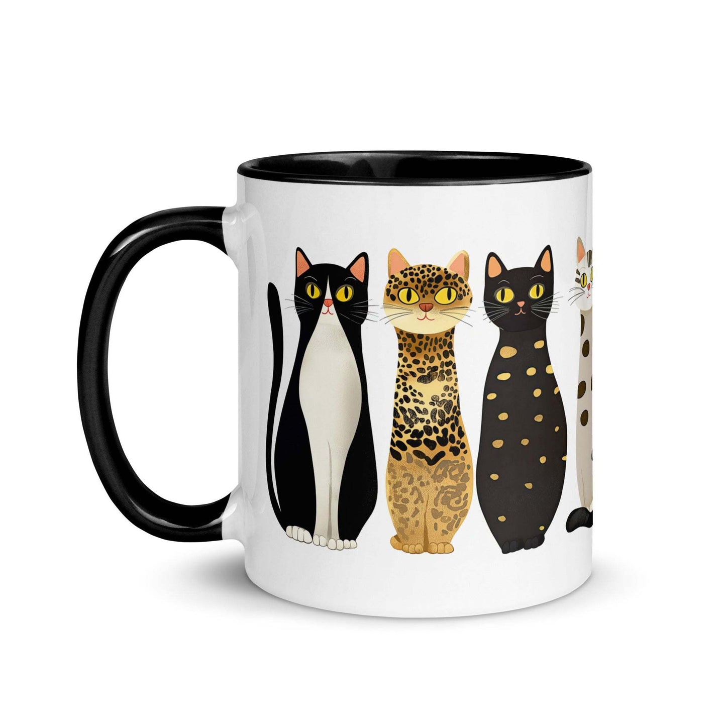 Left side view of Artful Sips Mug – Cat Lover Collection #1 showcasing its charming and artistic design.