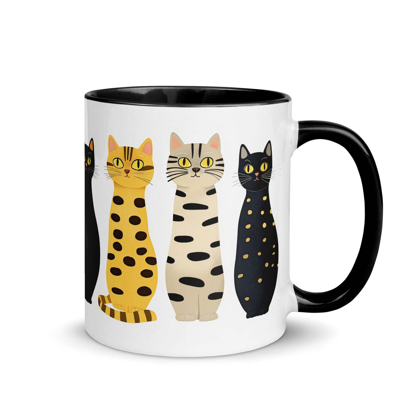 Right side view of Artful Sips Mug – Cat Lover Collection #1 featuring an adorable cat-themed design.t moRight side view of Artful Sips Mug – Cat Lover Collection #1 highlighting its playful cat artworkckup